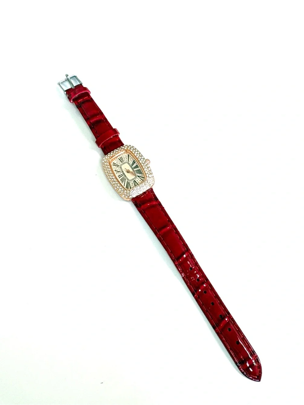 Red Crystal-Embellished Women's Dress Watch